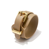 Stainless Steel Buckle Wide PU Leather Bracelet Bangle