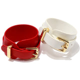 Stainless Steel Buckle Wide PU Leather Bracelet Bangle