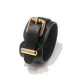 Stainless Steel Buckle Wide PU Leather Bracelet Bangle
