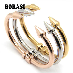 Stainless Steel Cone Nail Cuff Bracelet