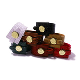 Stainless Steel Metal Button PU Leather Belt Charm Bracelet for Women