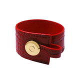 Stainless Steel Metal Button PU Leather Belt Charm Bracelet for Women