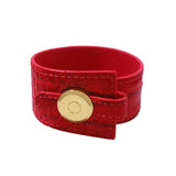 Stainless Steel Metal Button PU Leather Belt Charm Bracelet for Women