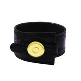 Stainless Steel Metal Button PU Leather Belt Charm Bracelet for Women