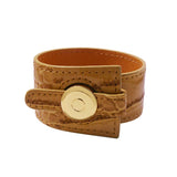 Stainless Steel Metal Button PU Leather Belt Charm Bracelet for Women