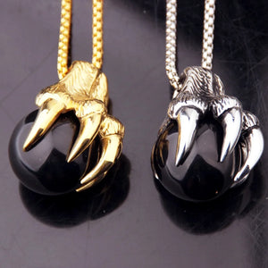 Stainless Steel Dragon Claw Pendant Necklace Mens Jewelry
