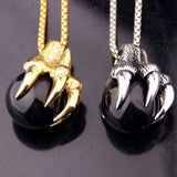 Stainless Steel Dragon Claw Pendant Necklace Mens Jewelry