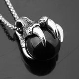 Stainless Steel Dragon Claw Pendant Necklace Mens Jewelry