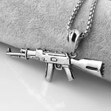 AK47 Gun Pendant Necklace Men's Biker Jewelry