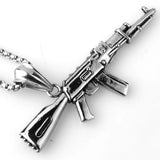 AK47 Gun Pendant Necklace Men's Biker Jewelry