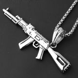 AK47 Gun Pendant Necklace Men's Biker Jewelry