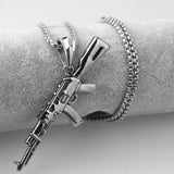 AK47 Gun Pendant Necklace Men's Biker Jewelry