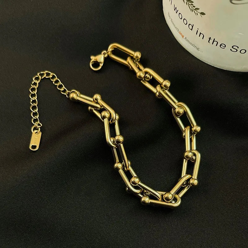 Stainless Steel U-Shaped Chain Bracelet For Women