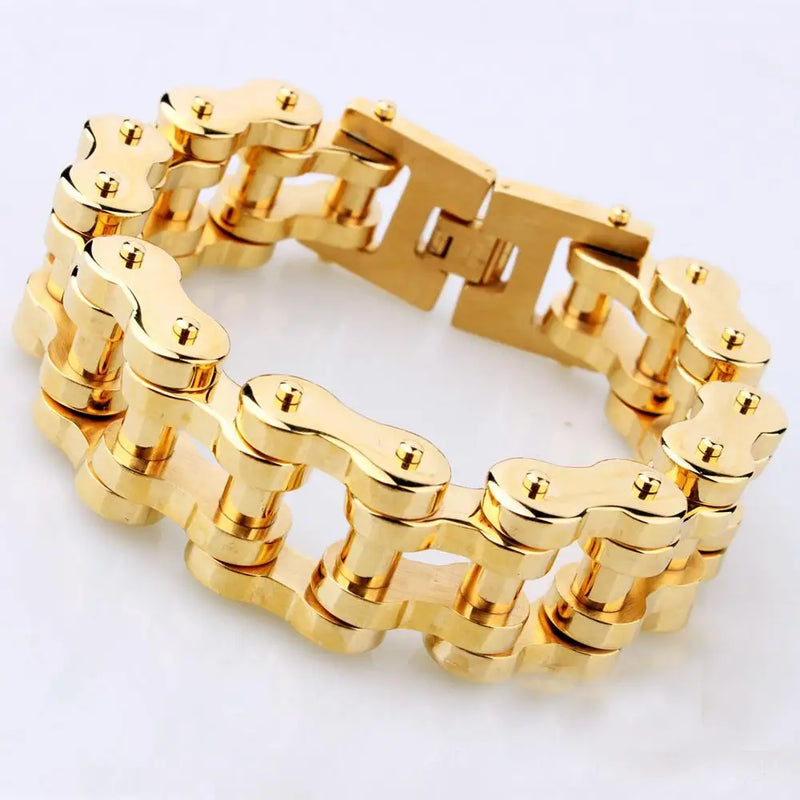 Titanium Steel 18mm/23mm Biker Chain Bracelet High Polished Men Moto Jewelry