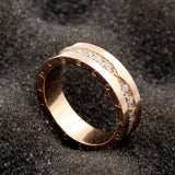 Titanium Steel Carving Zircon Rose Ring Wedding Jewelry Love Ring