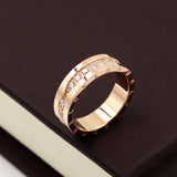 Titanium Steel Carving Zircon Rose Ring Wedding Jewelry Love Ring