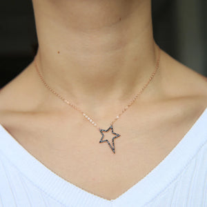 Uneven Star Cz Star Outline Jewelry 925 Sterling Silver Women Necklace