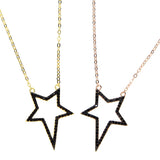 Uneven Star Cz Star Outline Jewelry 925 Sterling Silver Women Necklace
