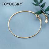 Minimalist Golden Snake Bone Chain Charm Bracelet 925 Sterling Silver