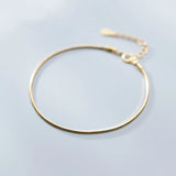 Minimalist Golden Snake Bone Chain Charm Bracelet 925 Sterling Silver