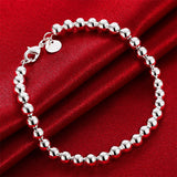 Sterling 925 Silver 6mm Beads Charm Bracelet Fine Jewelry