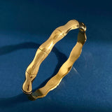 Top Wide & Narrow Bamboo Bangle 3 Stainless Steel Bracelet Bracelets for Women
