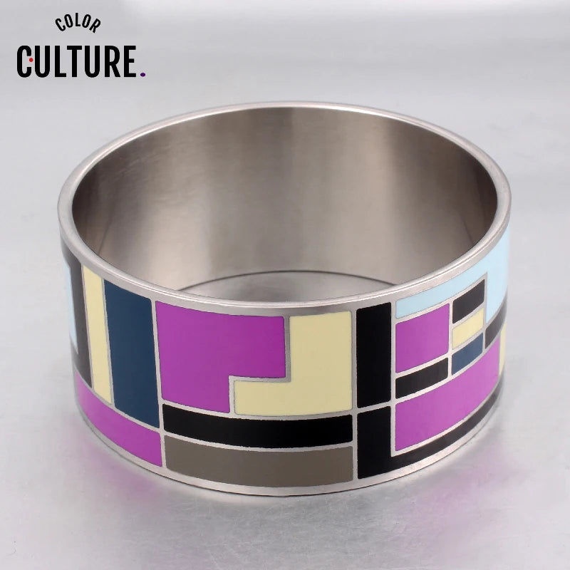 Colorful Stainless Steel Bangles 32MM Purple Jewelry