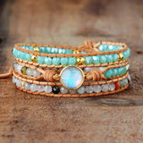 Women's Opal Stone Leather Wrap Bracelet
