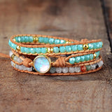 Women's Opal Stone Leather Wrap Bracelet