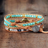 Women's Opal Stone Leather Wrap Bracelet