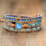 Women's Opal Stone Leather Wrap Bracelet
