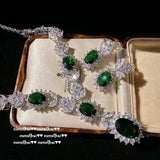 925 Silver Green Cubic Zirconia Jewelry Set for Wedding