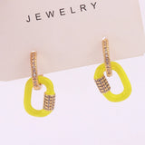 Women CZ Oval Hoop Earrings Copper Huggie Earring for Wedding