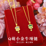 Women Girls Zodiac Cattle Necklace 18K Charm Necklaces Pendants Copper Jewelry