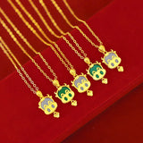 Women Girls Zodiac Cattle Necklace 18K Charm Necklaces Pendants Copper Jewelry
