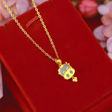 Women Girls Zodiac Cattle Necklace 18K Charm Necklaces Pendants Copper Jewelry
