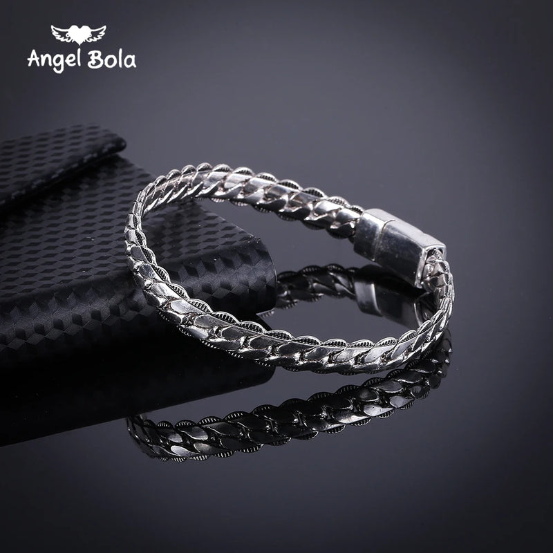 Women's Motor Bike Chain Motorcycle Chain Silver Buddha Bracelet Bangle