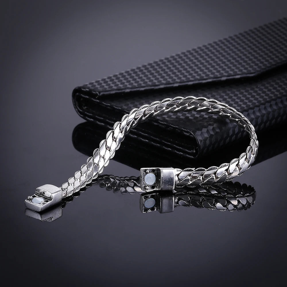 Women's Motor Bike Chain Motorcycle Chain Silver Buddha Bracelet Bangle