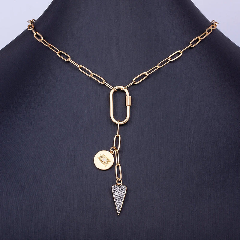 Zircon Round Evil Eye Pendant Necklace Crystal Women Gift
