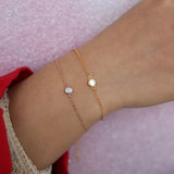 Dainty Shining CZ Zircon Crystal Bracelet 925 Silver Chain Link Charm Jewelry