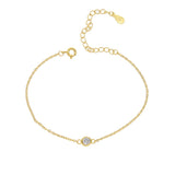 Dainty Shining CZ Zircon Crystal Bracelet 925 Silver Chain Link Charm Jewelry