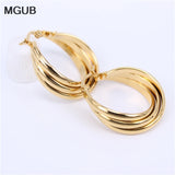 Smooth Stainless Steel Hoop Earrings for Women LH701