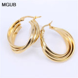 Smooth Stainless Steel Hoop Earrings for Women LH701