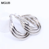 Smooth Stainless Steel Hoop Earrings for Women LH701