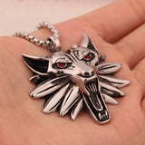 Red Stone Eye Stainless Steel Wolf Necklace Pendant