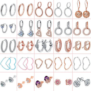 925 Sterling Silver Pendiente Charm Hoop Earrings For Women
