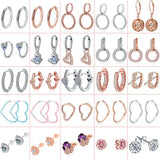925 Sterling Silver Pendiente Charm Hoop Earrings For Women