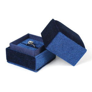 Navy Velvet Diamond Rings Jewelry Display Cases
