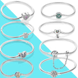Silver 925 Chain Bracelet Colored Zirconium Heart Charm DIY Jewelry