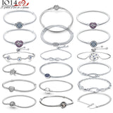Silver S925 Women Charm Bracelet with S925 Logo DIY Charms Beads Bangle
